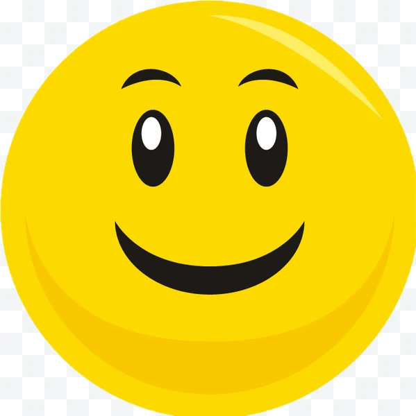 Emoji sonriente amarillo con ojos ovalados y cejas arqueadas