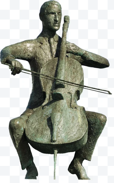Escultura de un hombre tocando el violonchelo