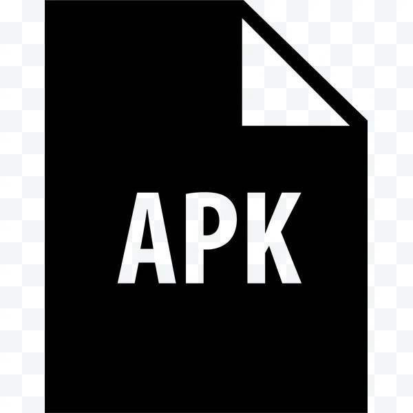 Icono de archivo APK negro con esquina doblada.