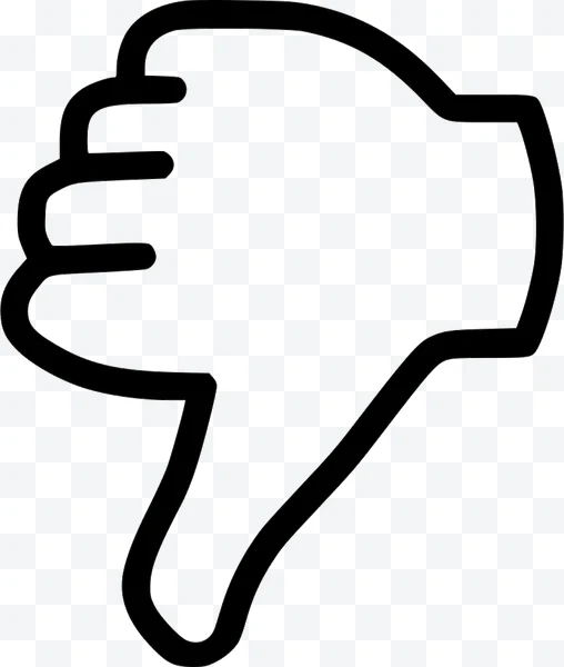 Icono de pulgar hacia abajo con contorno negro