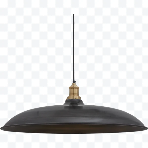 Lámpara colgante industrial negra con detalles dorados
