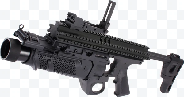 Lanzagranadas M32 negro con culata y visor desplegado