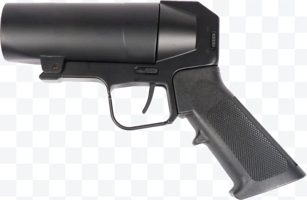 Lanzagranadas M79 negro con empuñadura de plástico y cuerpo metálico.