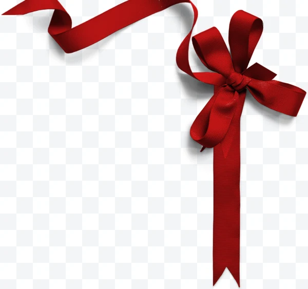 Decorative red bow with shadow on transparent background
