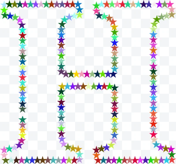 Letra H formada por estrellas de colores