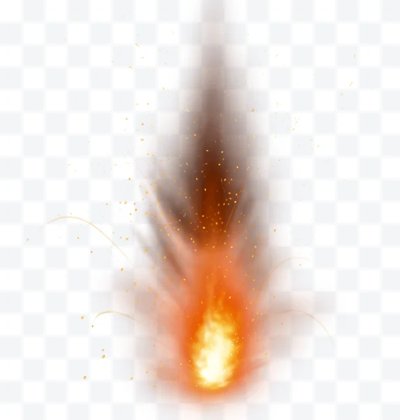 Llama de fuego brillante con efecto de partículas y chisporroteo