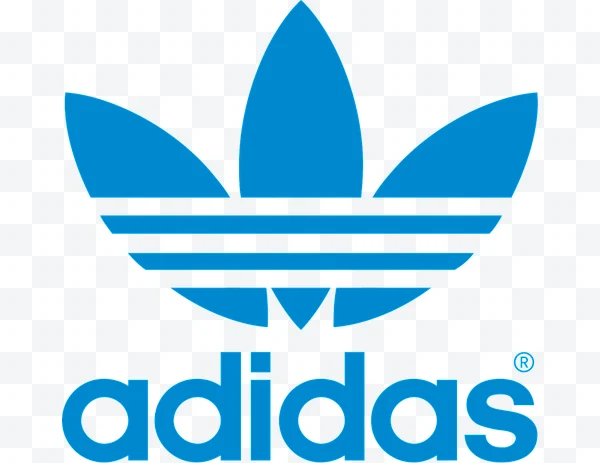 Logo azul de Adidas con el trébol y el texto adidas.