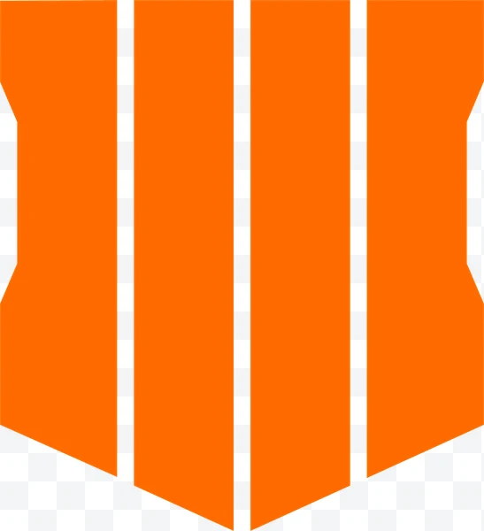 Logo naranja de Call of Duty: negro Ops III con tres barras verticales.