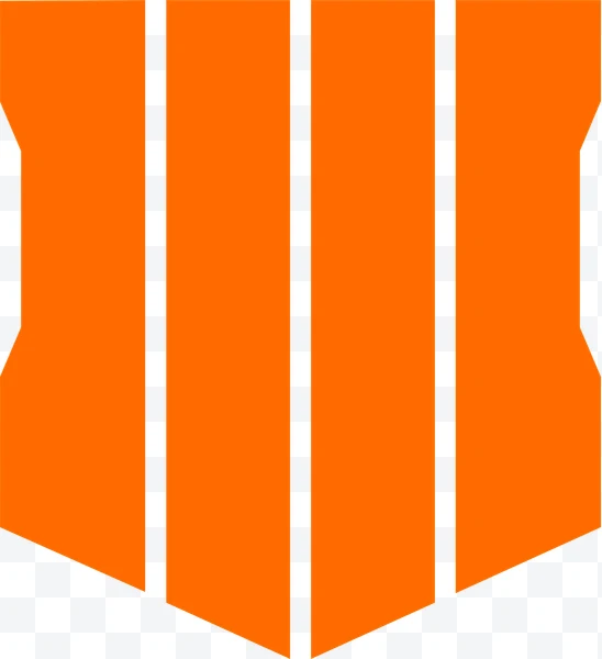 Logo naranja de Call of Duty: negro Ops III con tres barras verticales.