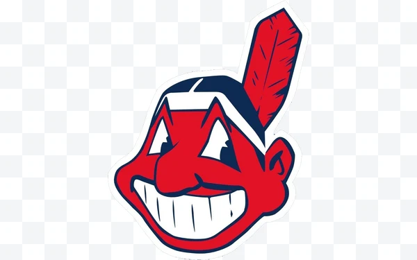 Logo Chief Wahoo con cara roja y pluma roja