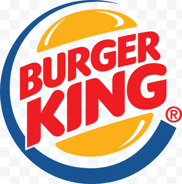 Logo de Burger King con letras rojas y aro azul.