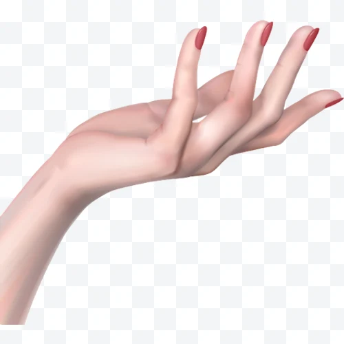 Mano femenina con uñas pintadas de rojo
