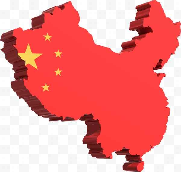 Mapa tridimensional de China con bandera