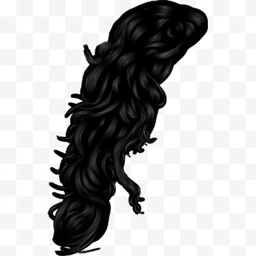 Mechón de cabello negro rizado brillante