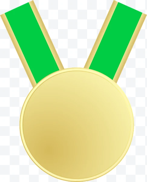 Medalla de oro brillante con cinta verde