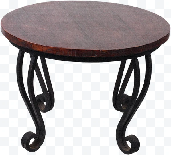 Mesa redonda con patas de hierro forjado