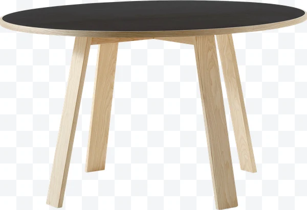 Mesa redonda de madera con superficie negra