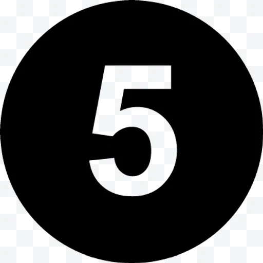 Número 5 en círculo negro