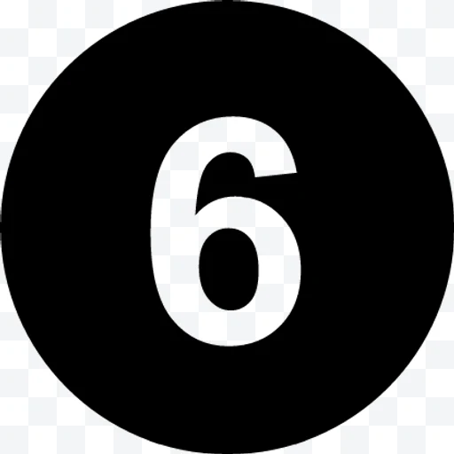 Número 6 en círculo negro