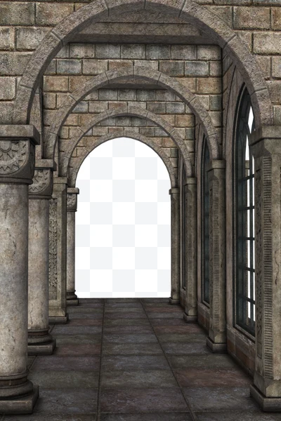 Pasillo con arcos de piedra