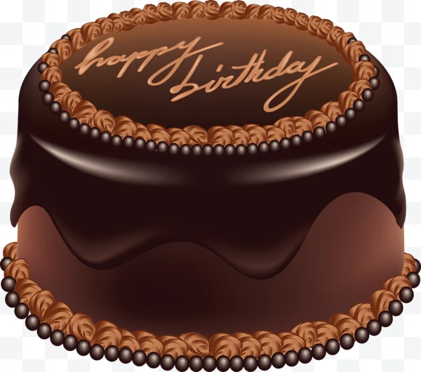 Pastel de cumpleaños de chocolate con glaseado y perlas decorativas