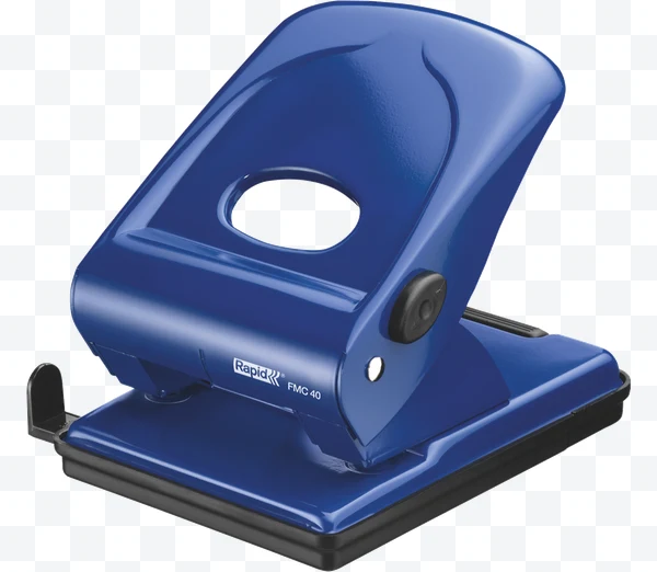 Perforadora de papel azul Rapid FMC 40 con base negra