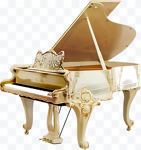 Piano de cola dorado