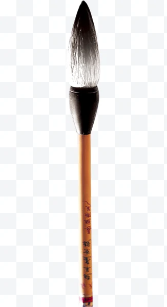 Pincel de caligrafía china con pelo blanco y negro y mango de madera con