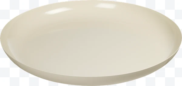 Plato beige redondo con superficie lisa y brillante