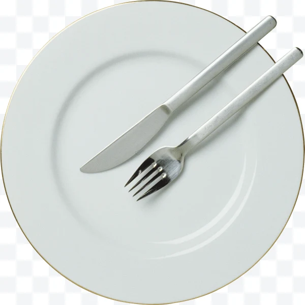 Plato con cuchillo y tenedor