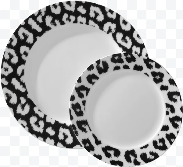 Platos con borde de estampado de leopardo