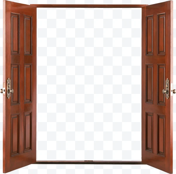 Puerta de madera abierta