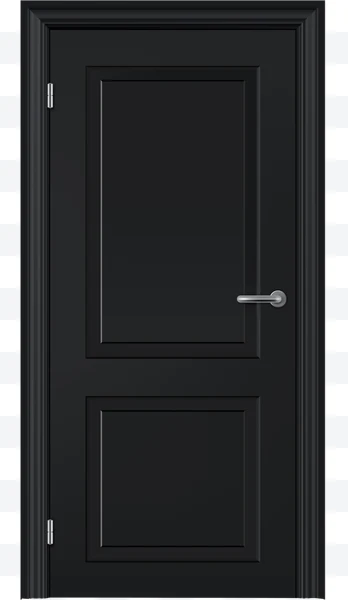 Puerta negra con dos paneles y manija metálica plateada