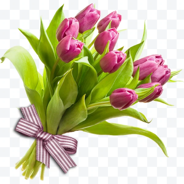 Ramo de tulipanes rosas con lazo