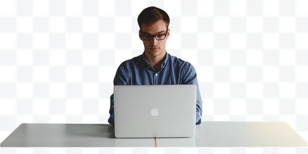 Portrait of Man with Apple Laptop