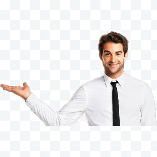 Retrato de Hombre sonriente con camisa blanca y corbata negra