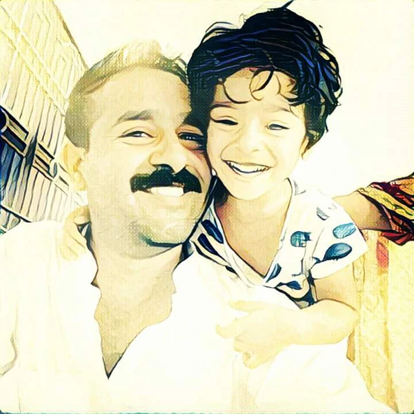 Retrato de Hombre y niño sonrientes