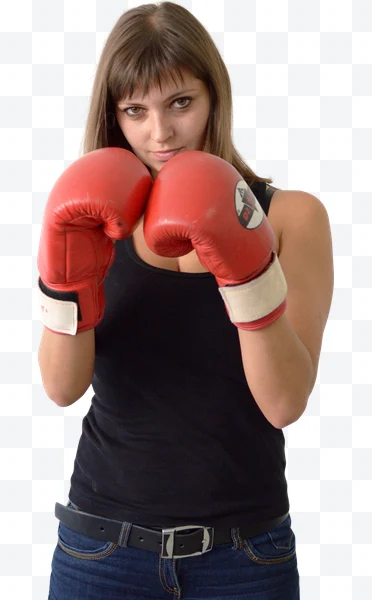 Retrato de Mujer con guantes de boxeo rojos
