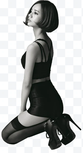 Retrato de Mujer con vestido negro y medias