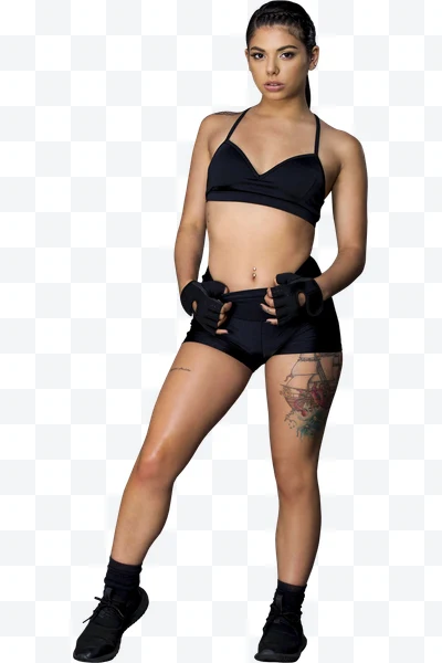 Retrato de Mujer joven con ropa deportiva negra
