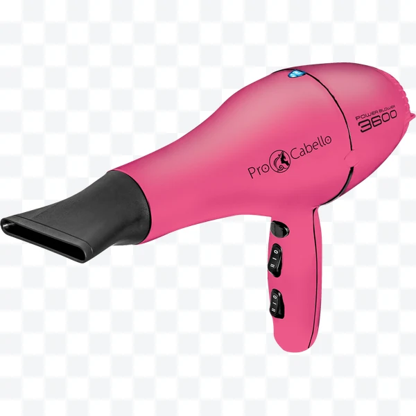 Secador de cabello rosa Pro Cabello Power Blower 3600 con boquilla negra y
