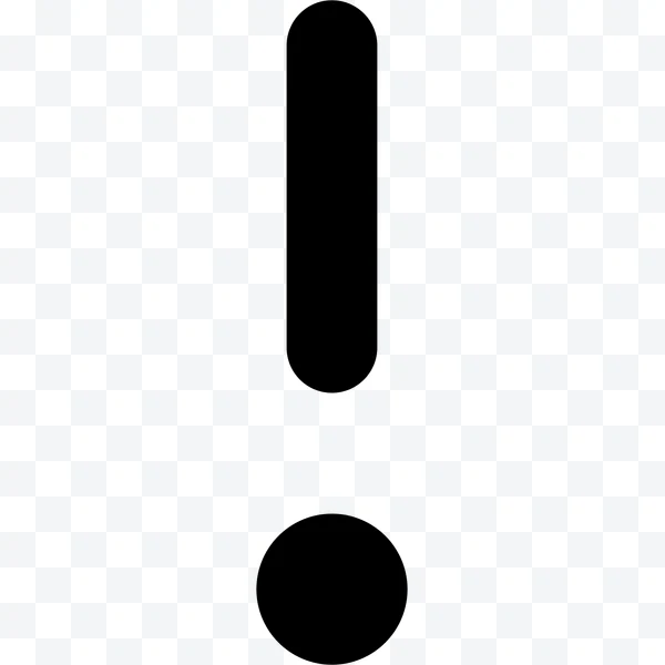 Signo de exclamación negro simple sobre fondo blanco