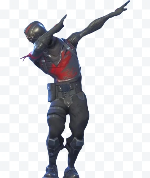 Soldado de Fortnite con casco metálico y traje negro con detalles rojos
