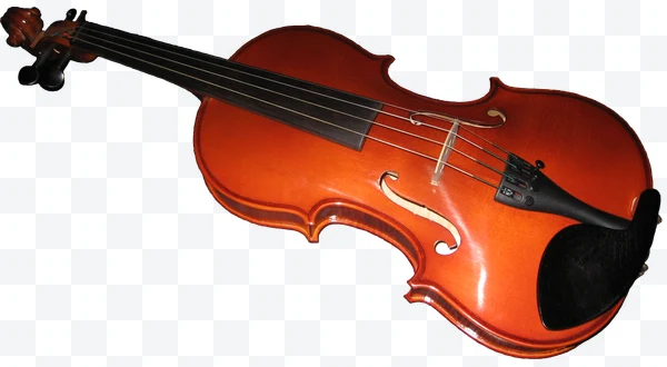 Violín de madera barnizada con cuerdas y mentonera negra